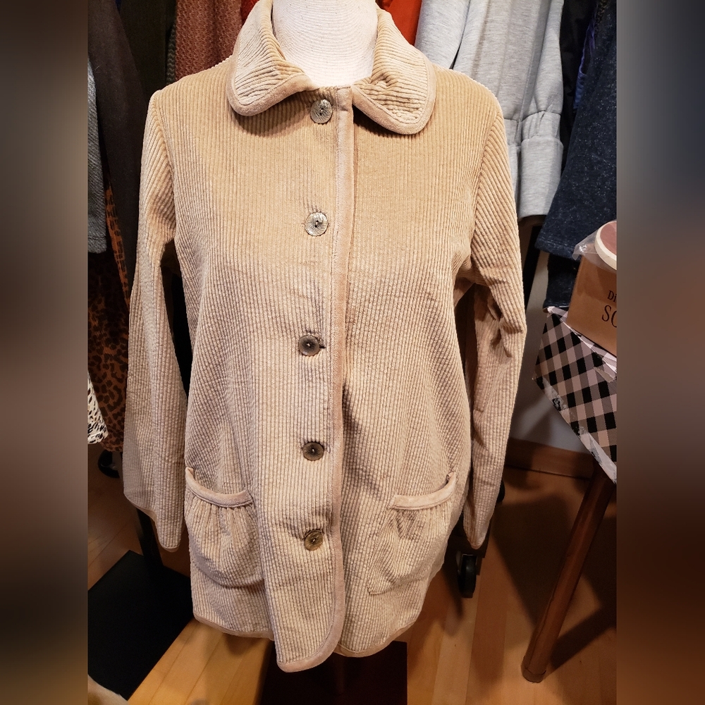 Main Street Blues Tan 100% Cotton Corduroy Button Front Jacket size medium